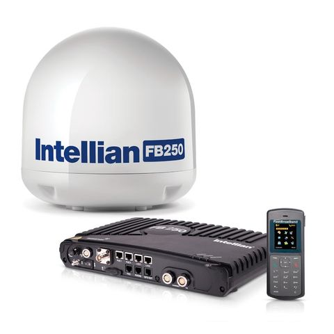 Intellian FB250, antena pod kupolom s terminalom i slušalicom