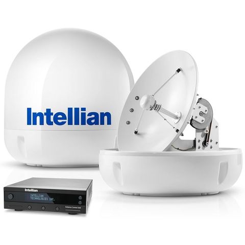 Intellian i6P, satelitska TV antena pod kupolom i bez kupole, s upravljačkom jedinicom